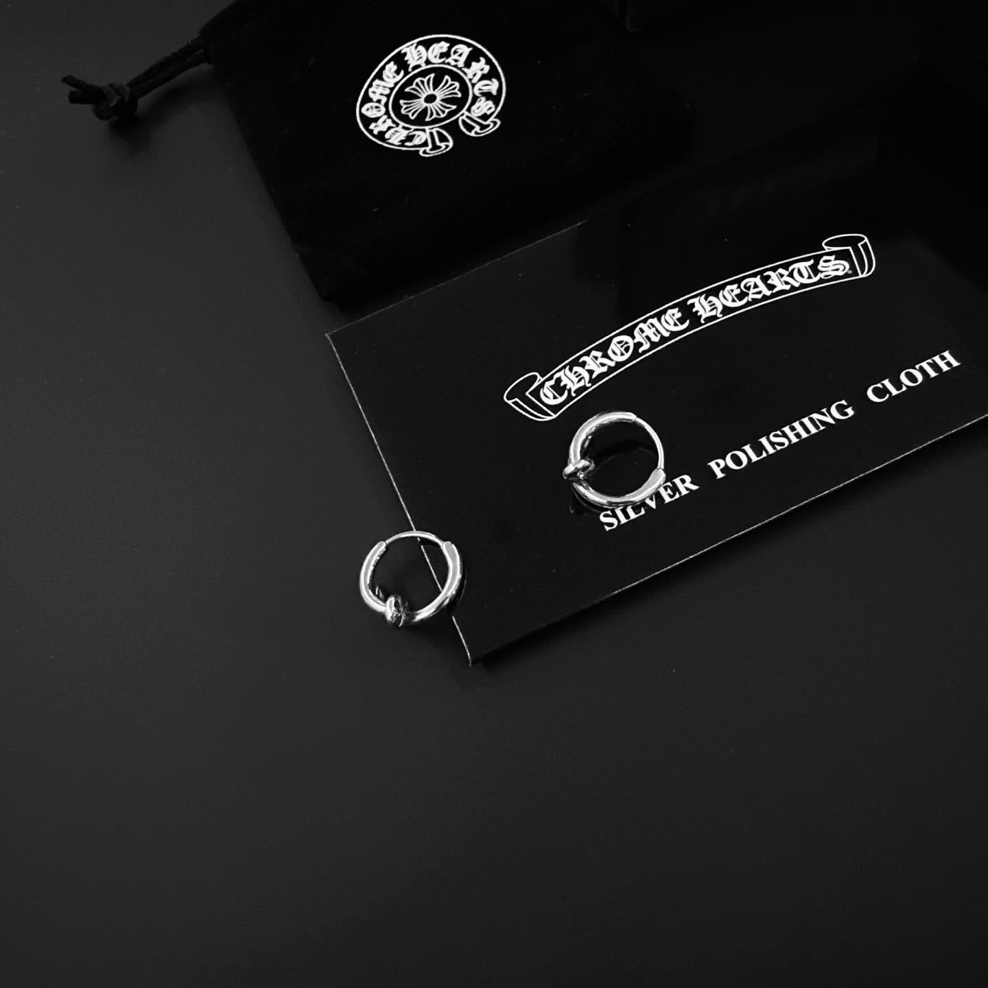 Chrome Hearts Silver Hoop Earrings